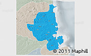 Political 3D Map of Memba, lighten, semi-desaturated