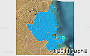 Political 3D Map of Memba, satellite outside