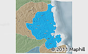 Political 3D Map of Memba, semi-desaturated