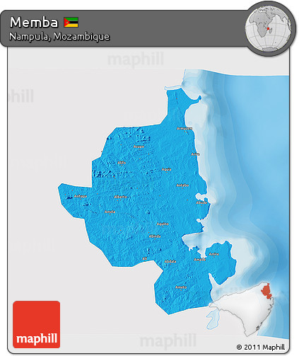 Political 3D Map of Memba, single color outside