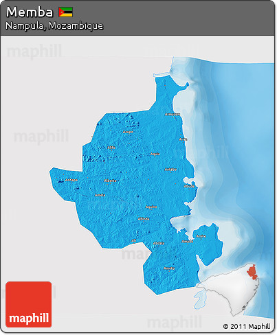 Political 3D Map of Memba, single color outside