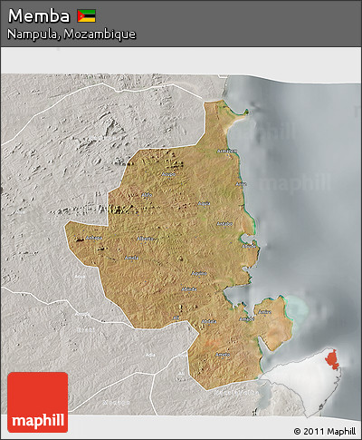 Satellite 3D Map of Memba, lighten, semi-desaturated