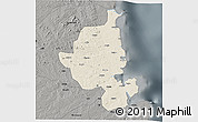 Shaded Relief 3D Map of Memba, darken, semi-desaturated