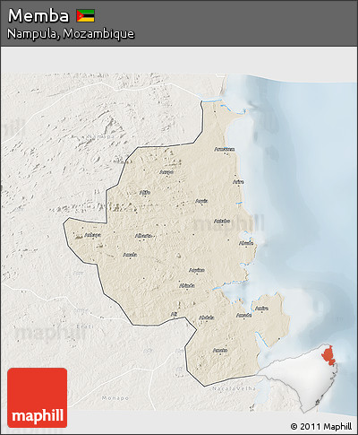 Shaded Relief 3D Map of Memba, lighten