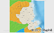 Shaded Relief 3D Map of Memba, political outside