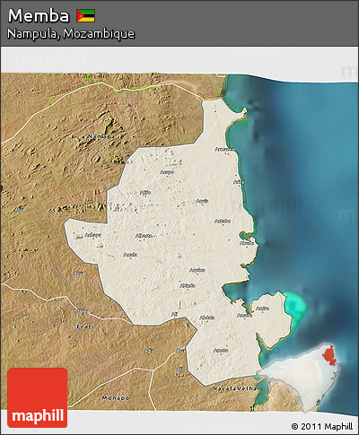 Shaded Relief 3D Map of Memba, satellite outside