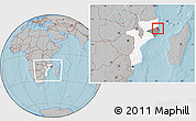 Gray Location Map of Memba, highlighted country, highlighted parent region, within the entire country, hill shading