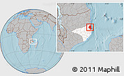 Gray Location Map of Memba, highlighted parent region, hill shading