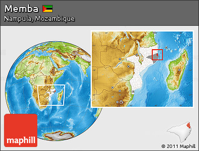Physical Location Map of Memba, highlighted country, highlighted parent region, within the entire country