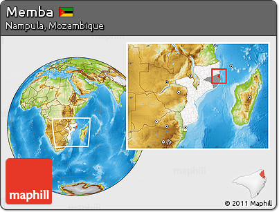 Physical Location Map of Memba, highlighted country, highlighted parent region, within the entire country