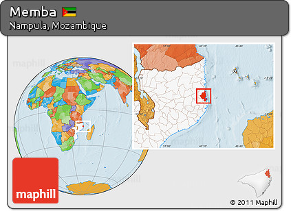 Political Location Map of Memba, highlighted country