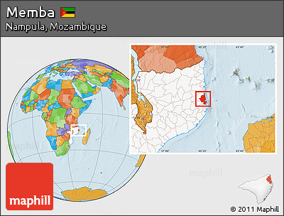Political Location Map of Memba, highlighted country