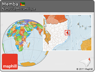Political Location Map of Memba, highlighted country