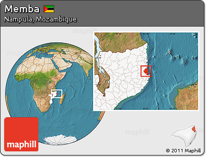 Satellite Location Map of Memba, highlighted country