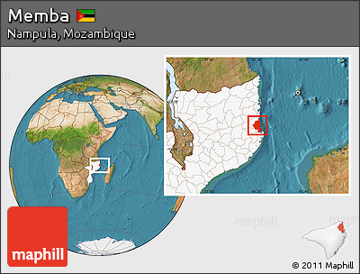 Satellite Location Map of Memba, highlighted country
