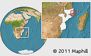 Satellite Location Map of Memba, highlighted country, highlighted parent region, within the entire country