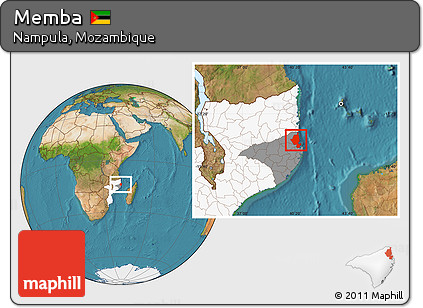 Satellite Location Map of Memba, highlighted country, highlighted parent region