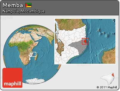 Satellite Location Map of Memba, highlighted country, highlighted parent region