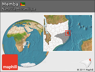 Satellite Location Map of Memba, highlighted country, highlighted parent region