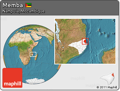 Satellite Location Map of Memba, highlighted parent region