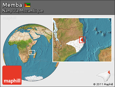 Satellite Location Map of Memba, highlighted parent region