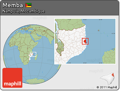 Savanna Style Location Map of Memba, highlighted country