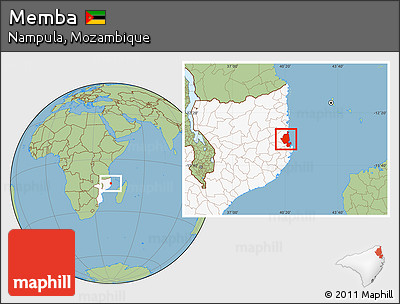 Savanna Style Location Map of Memba, highlighted country