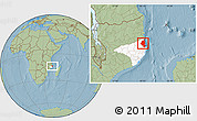 Savanna Style Location Map of Memba, highlighted parent region, hill shading