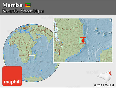 Savanna Style Location Map of Memba, hill shading