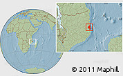 Savanna Style Location Map of Memba, hill shading
