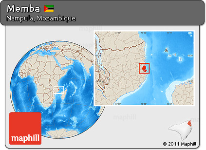 Shaded Relief Location Map of Memba
