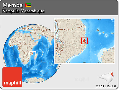 Shaded Relief Location Map of Memba