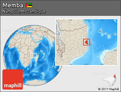 Shaded Relief Location Map of Memba
