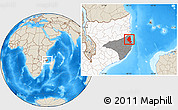 Shaded Relief Location Map of Memba, highlighted country, highlighted parent region