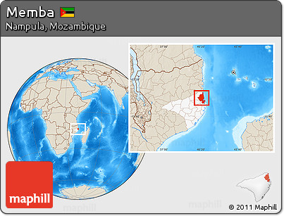Shaded Relief Location Map of Memba, highlighted parent region