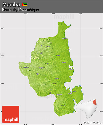 Physical Map of Memba, cropped outside