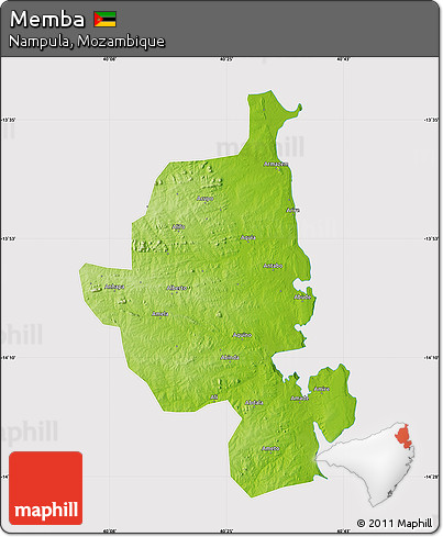 Physical Map of Memba, cropped outside