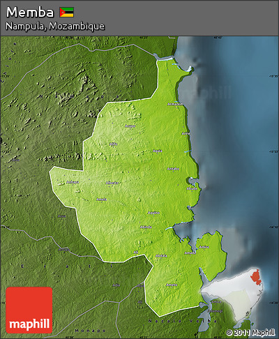 Physical Map of Memba, darken