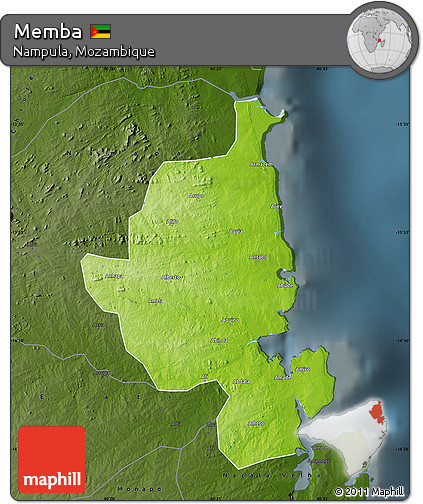 Physical Map of Memba, darken