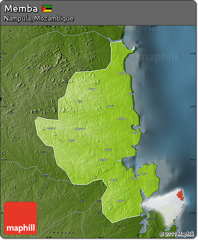 Physical Map of Memba, darken