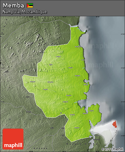 Physical Map of Memba, darken, semi-desaturated
