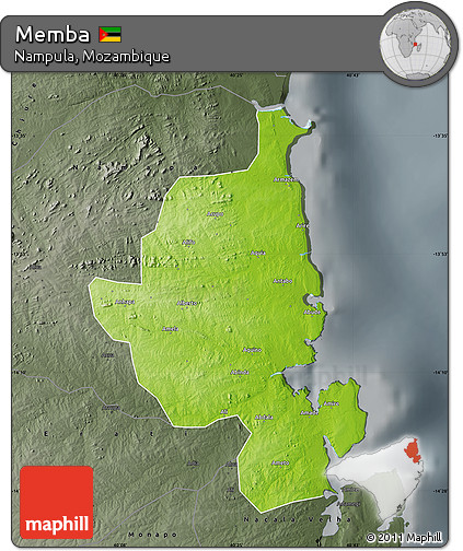 Physical Map of Memba, darken, semi-desaturated