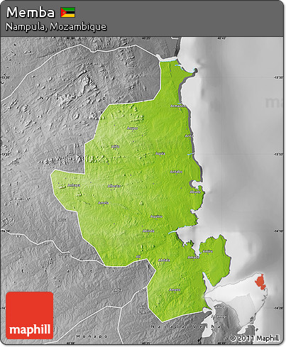 Physical Map of Memba, desaturated
