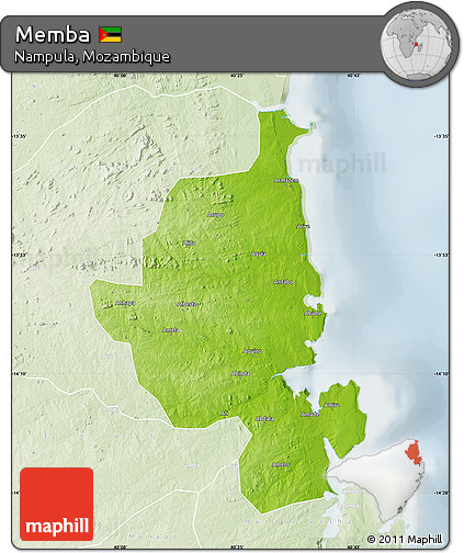 Physical Map of Memba, lighten