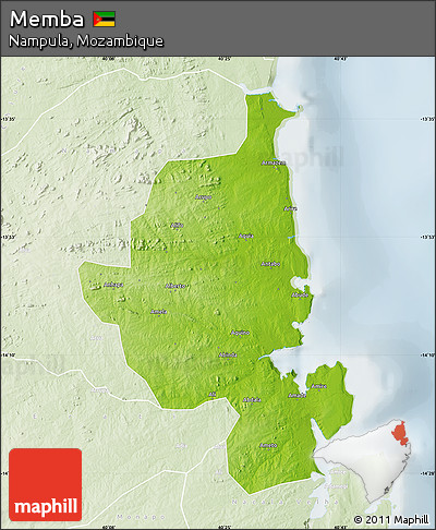 Physical Map of Memba, lighten
