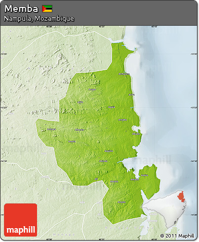 Physical Map of Memba, lighten