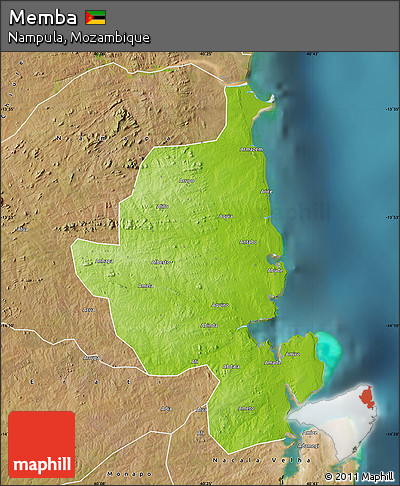 Physical Map of Memba, satellite outside