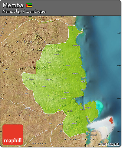Physical Map of Memba, satellite outside