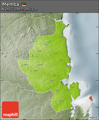 Physical Map of Memba, semi-desaturated