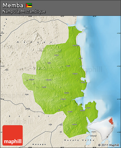 Physical Map of Memba, shaded relief outside